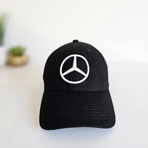 Mercedes Benz Classic Baseball Black Hat 100% Cotton White Logo Adjustable Cap